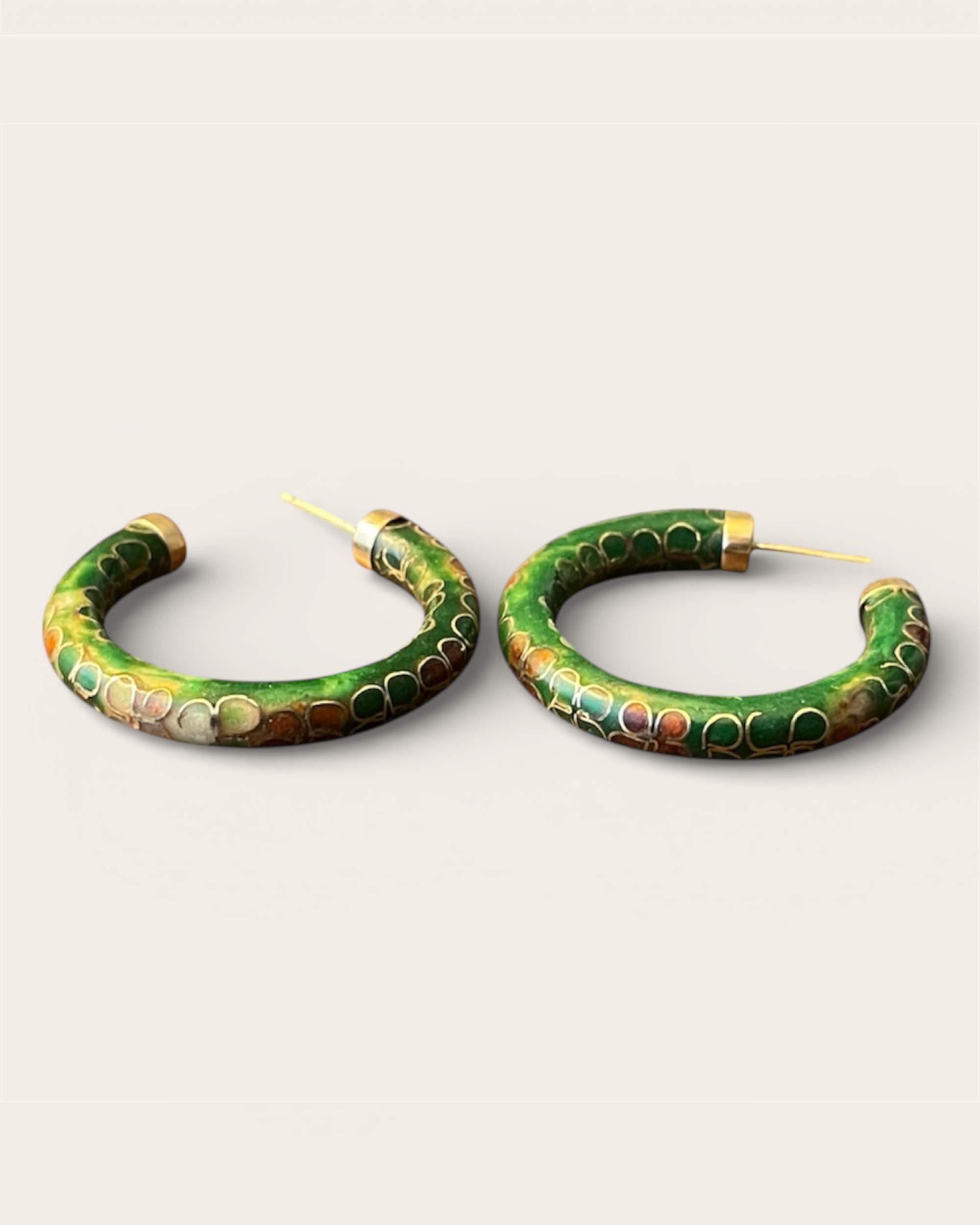 Vintage Green Cloisonné Hoop