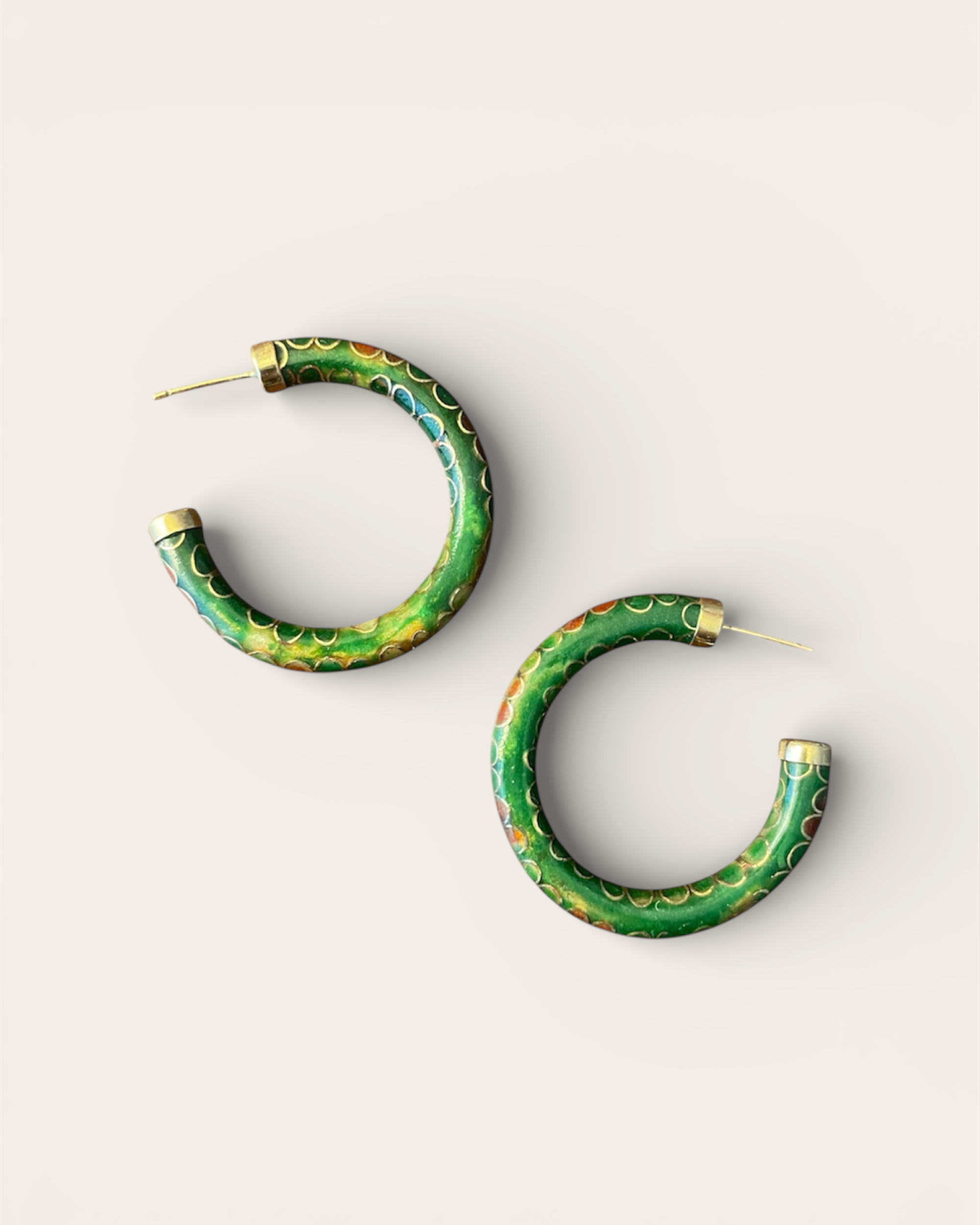 Vintage Green Cloisonné Hoop